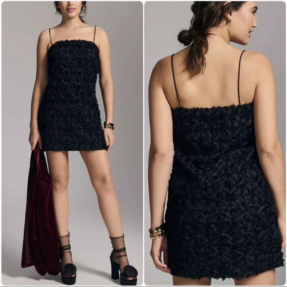 Anthropologie Sunday in Brooklyn Textured Mini‎ Dress Black Large L
